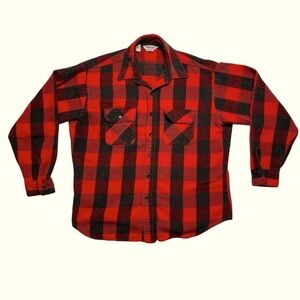 Vintage FiveBrother Shirt Buffalo Plaid Heavyweight Long Sleeve Red Men’s XL